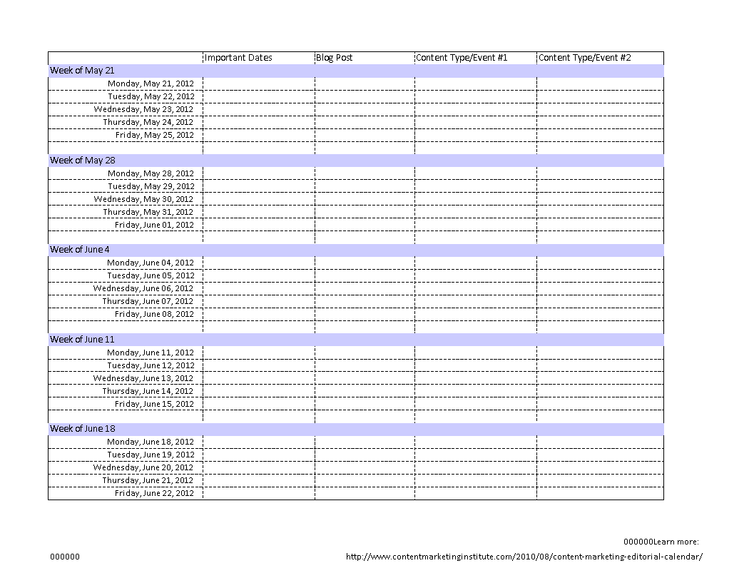 Marketing Calendar 模板