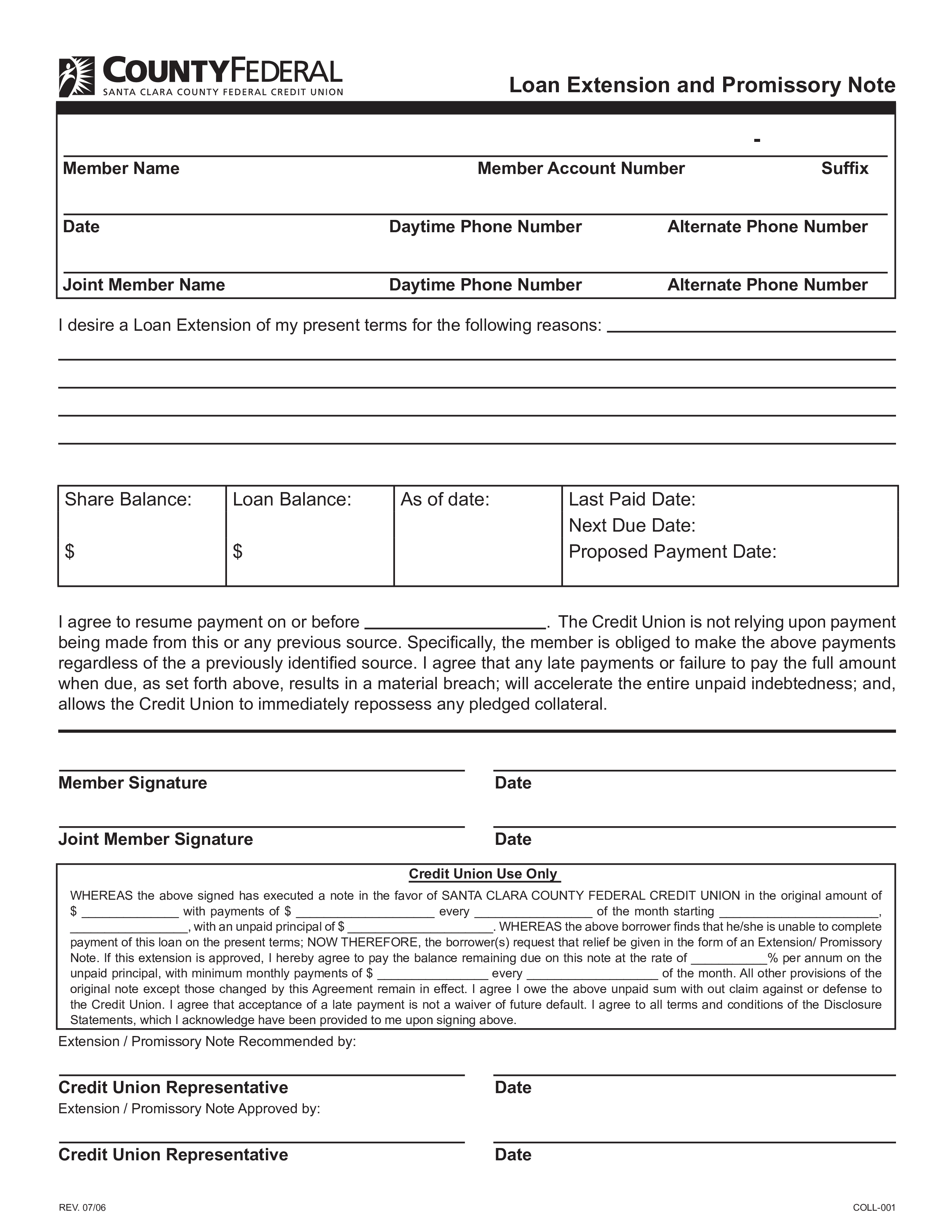 Promissory Note Extension Agreement Form main image