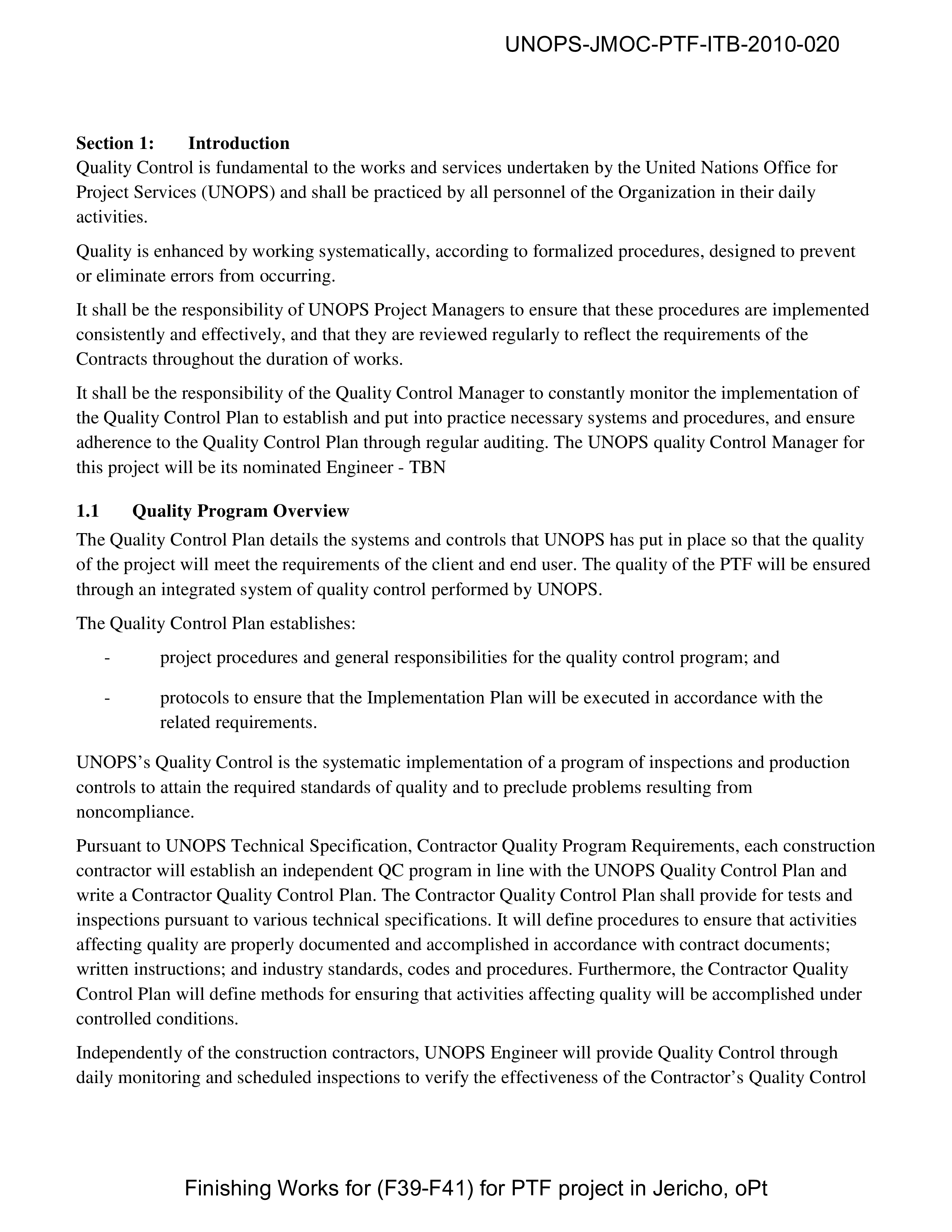 Quality Control Management Plan Templates at