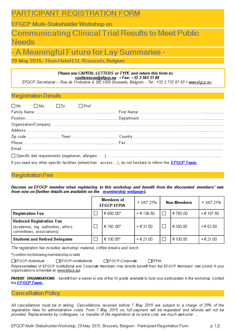participant registration form modèles