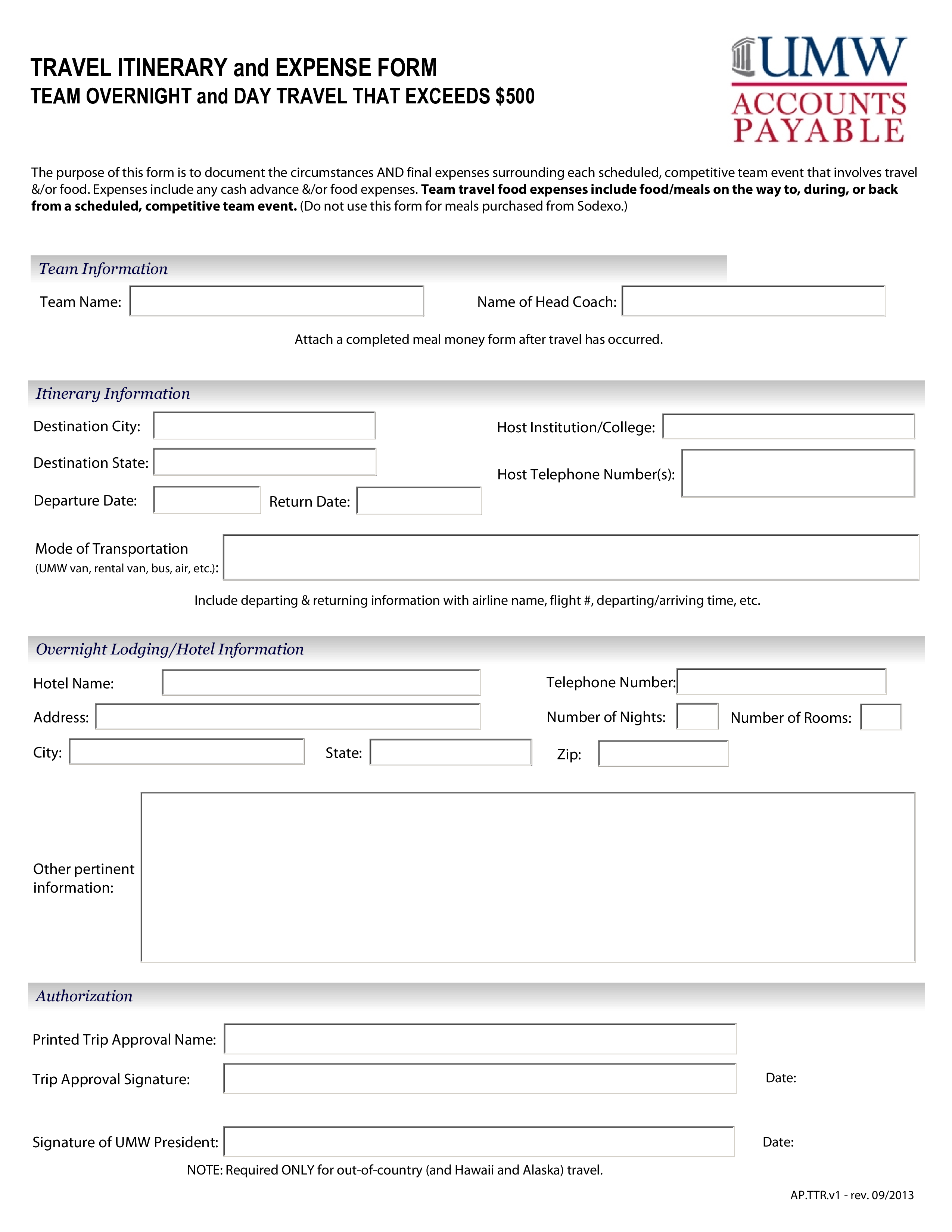 blank team travel template