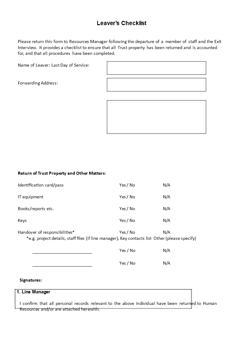 Exit Survey Questions 模板