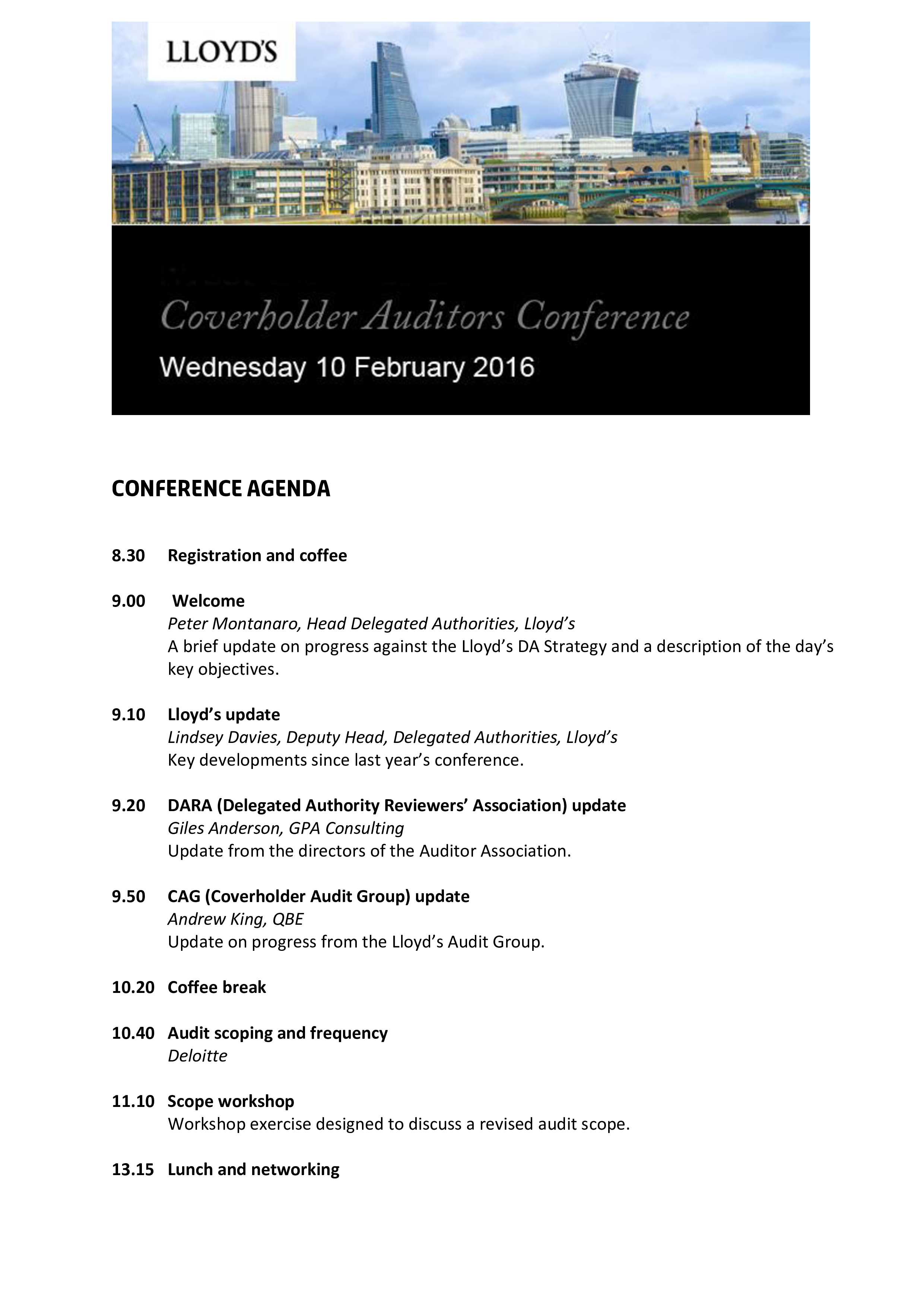 Audit Conference Agenda main image