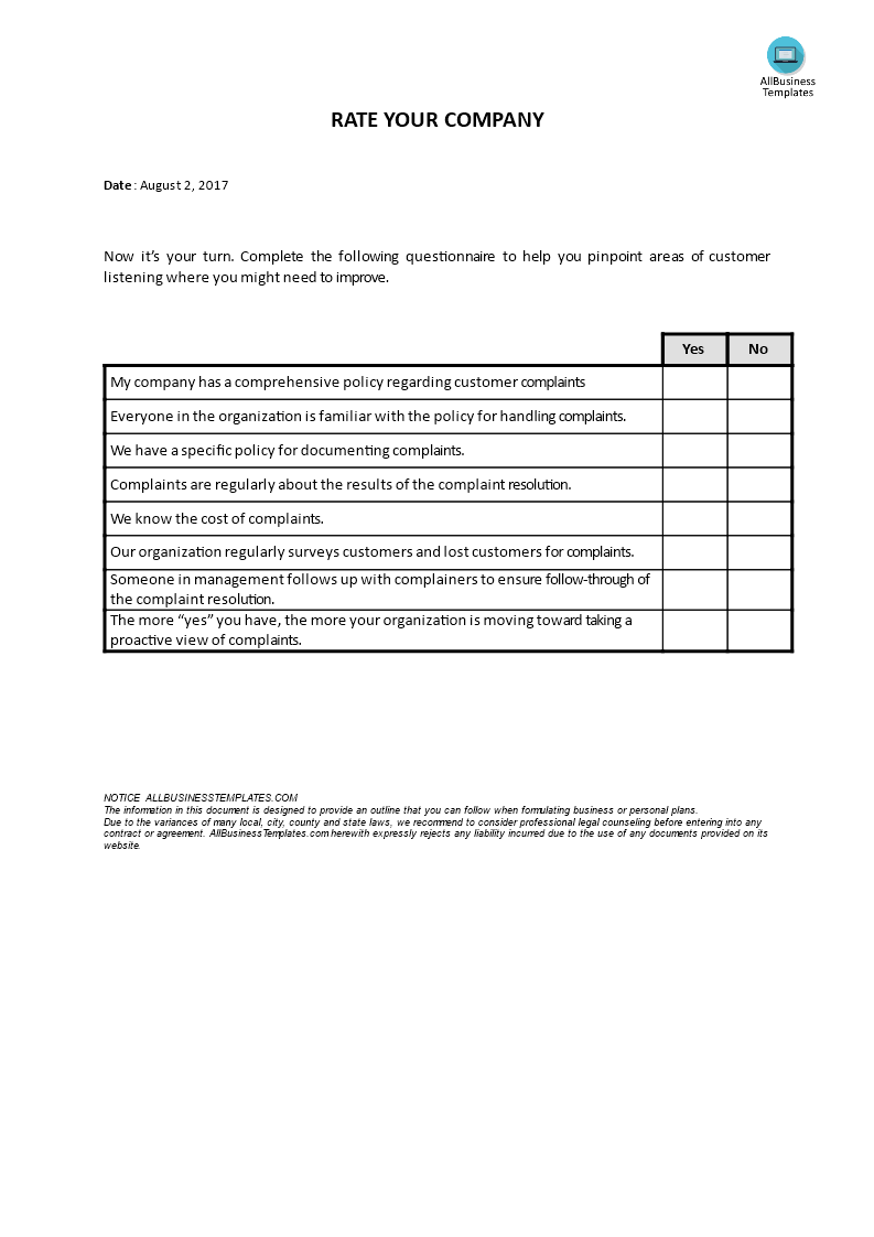 rate your company voorbeeld afbeelding 