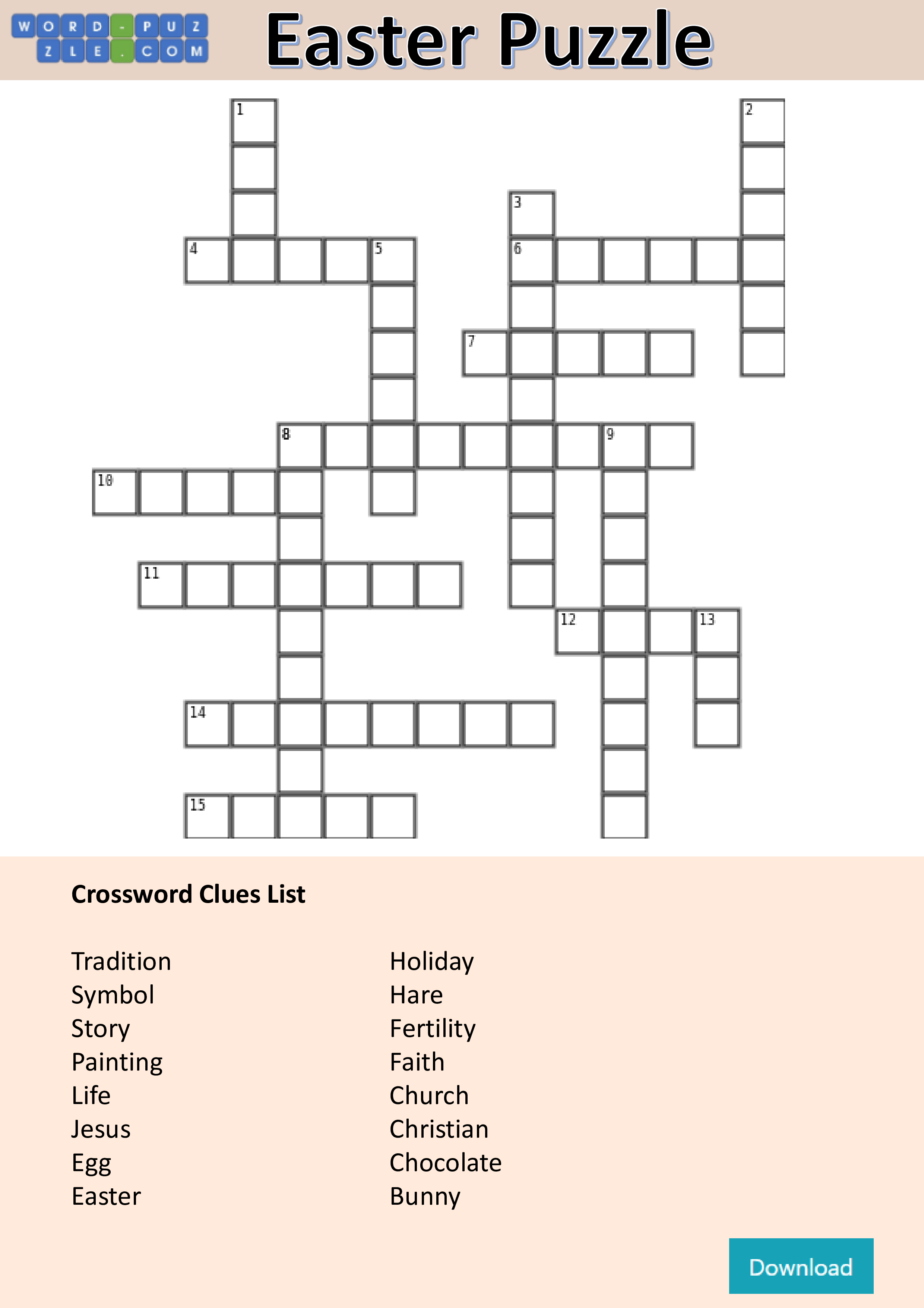 crossword puzzle easter voorbeeld afbeelding 