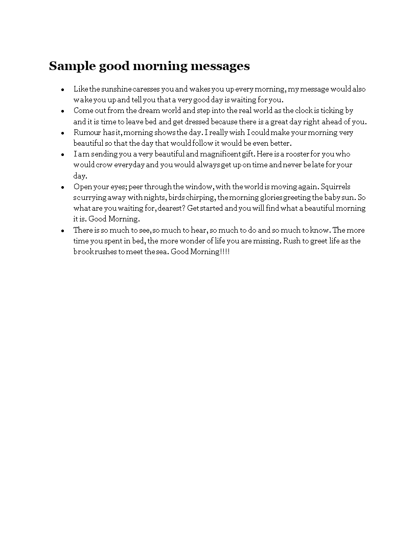sample good morning messages template
