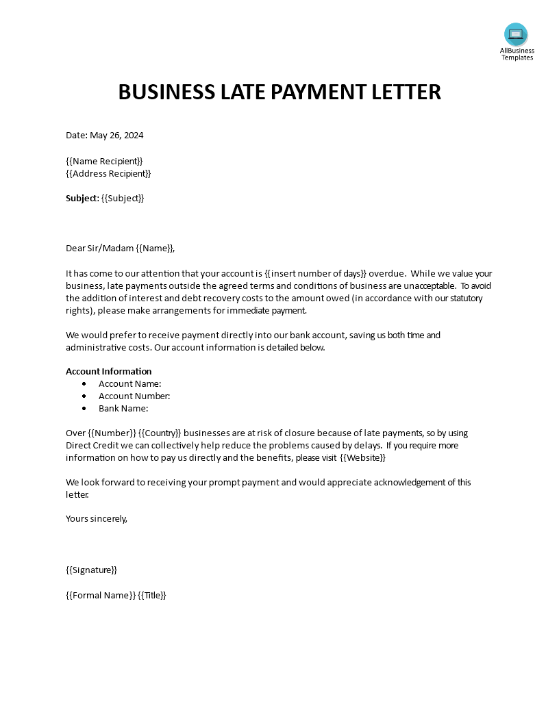 Business Late Payment Letter main image