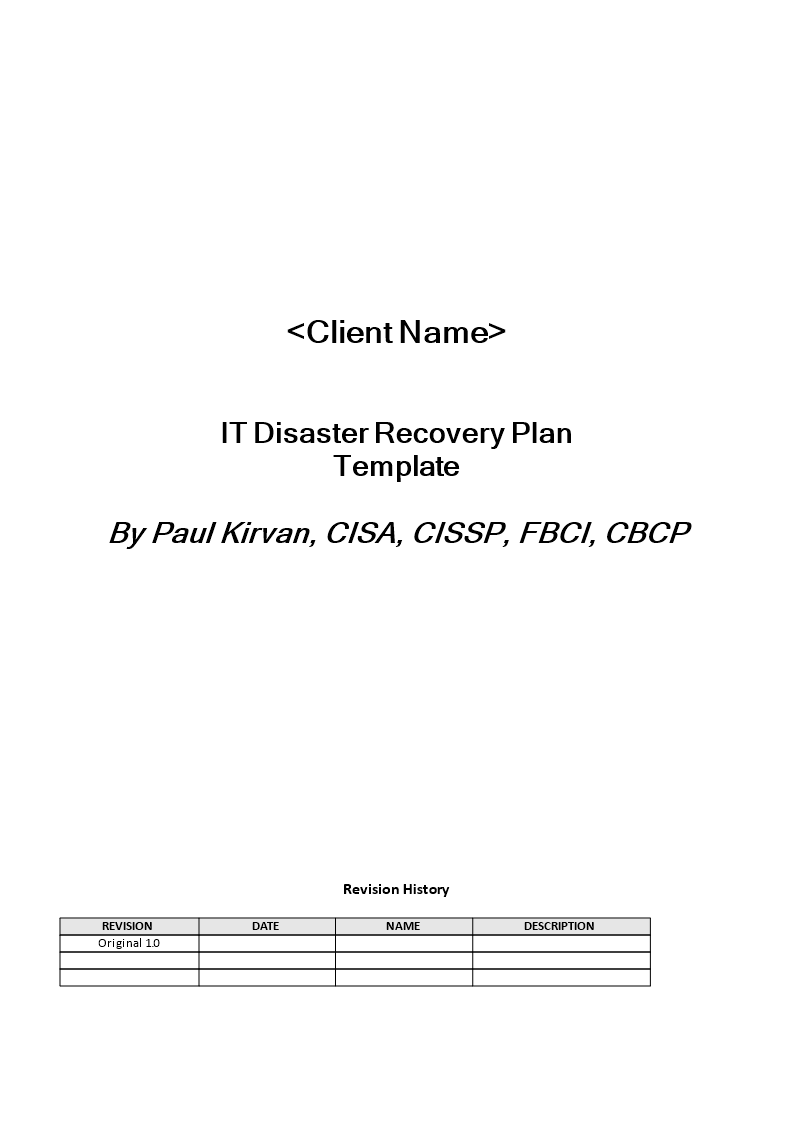 information technology disaster recovery plan plantilla imagen principal