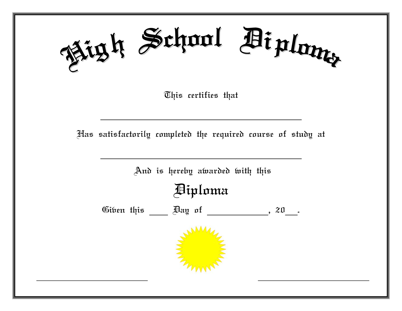 High School Diploma - Modèle Professionnel Regarding Graduation Certificate Template Word