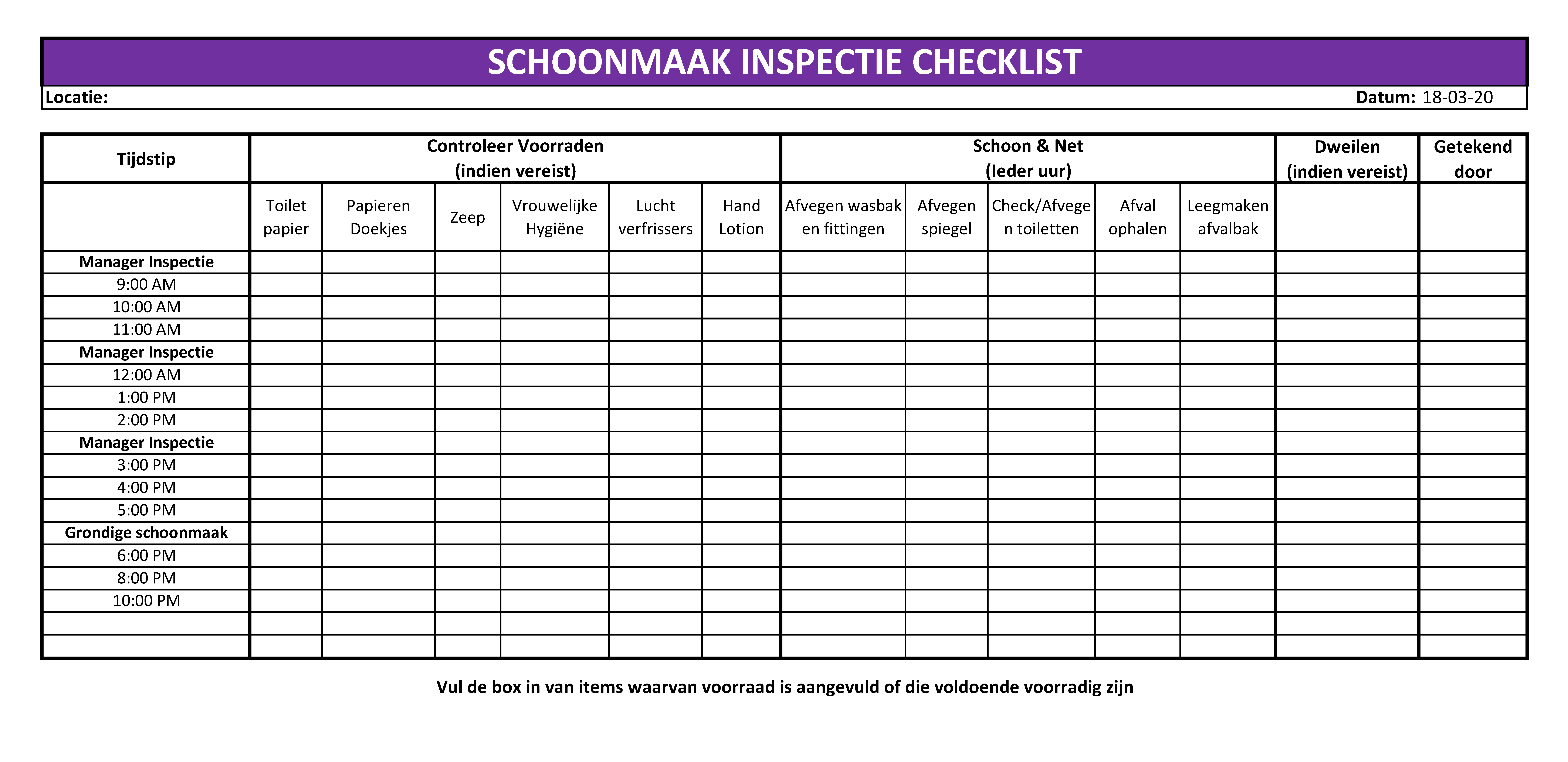 Goede Gratis Openbare Toiletruimte Checklist EV-68