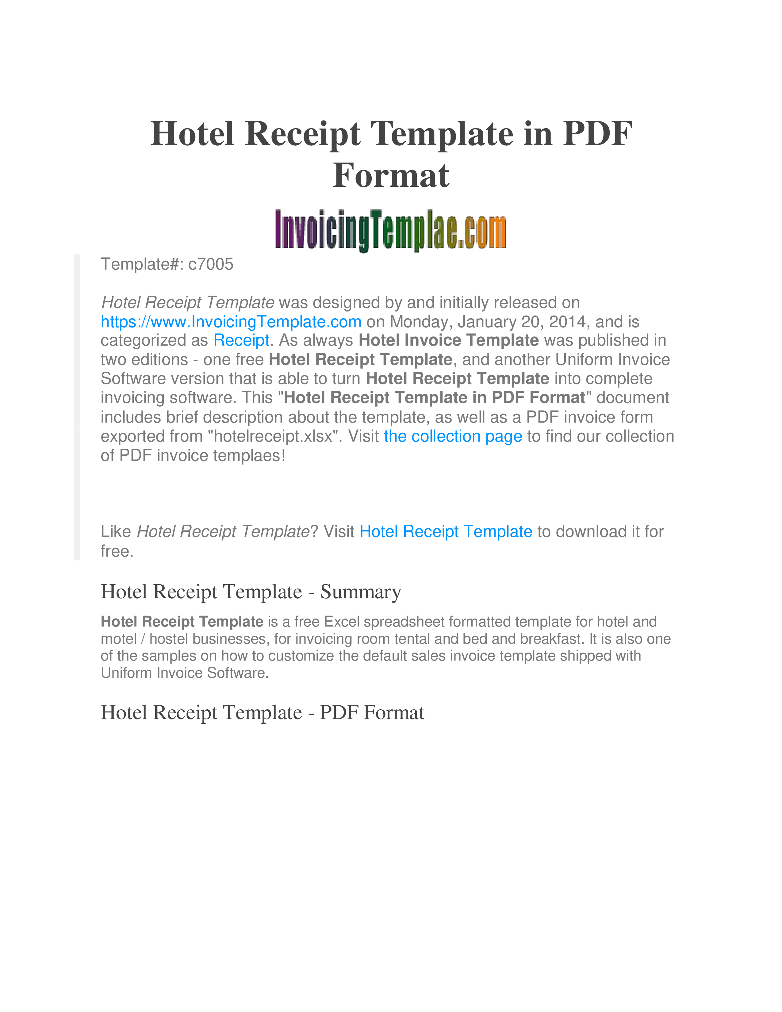 hotel receipt template bill template