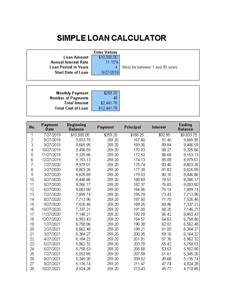 Loan Calculator main image