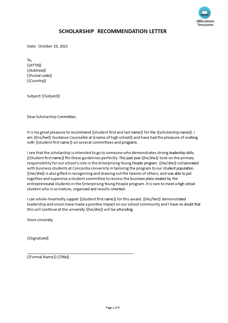 recommendation letter for student from teacher