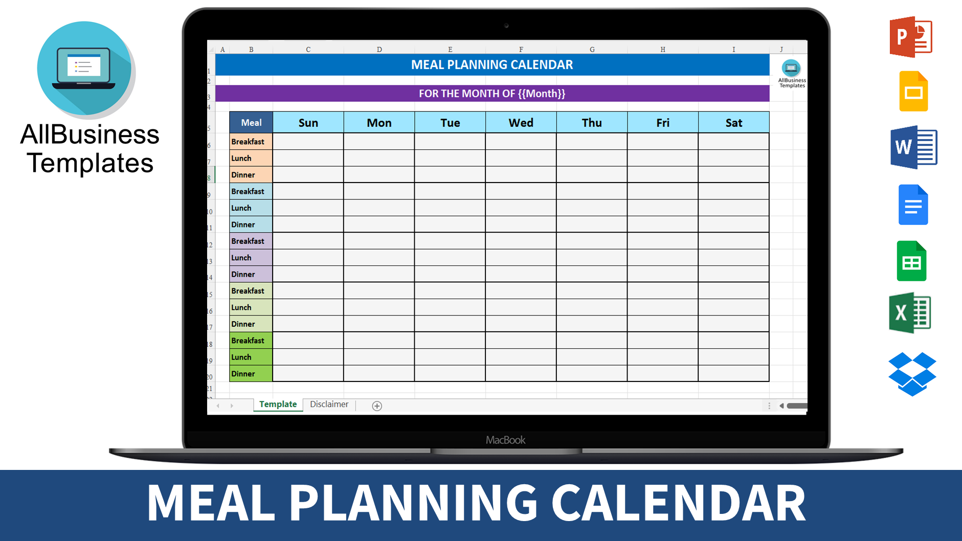 meal planning calendar template modèles