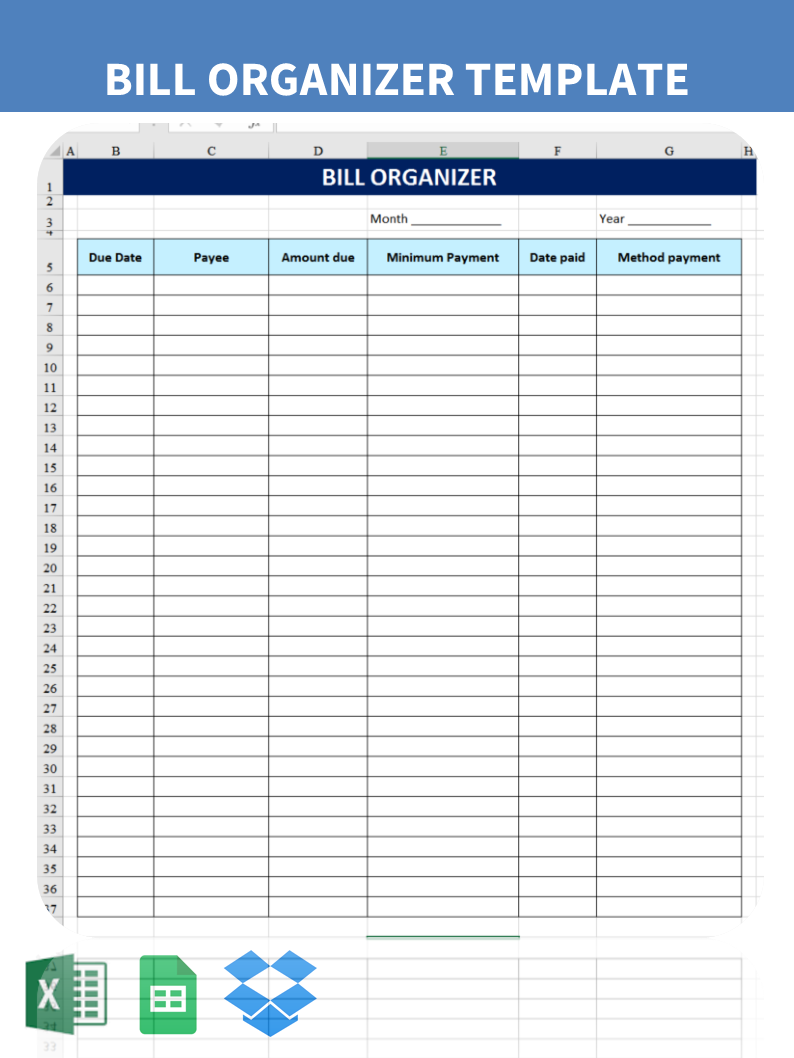 bill organizer plantilla imagen principal