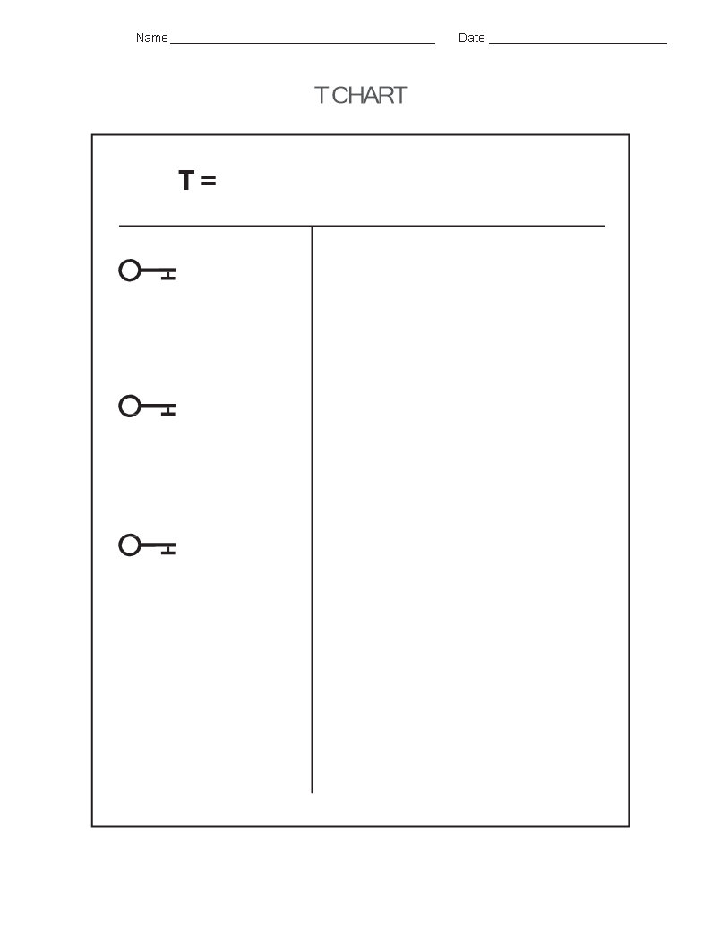 T Chart Note Taking 模板