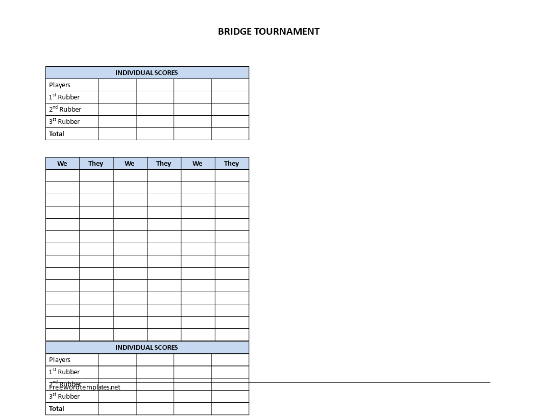 Bridge Score Sheet main image