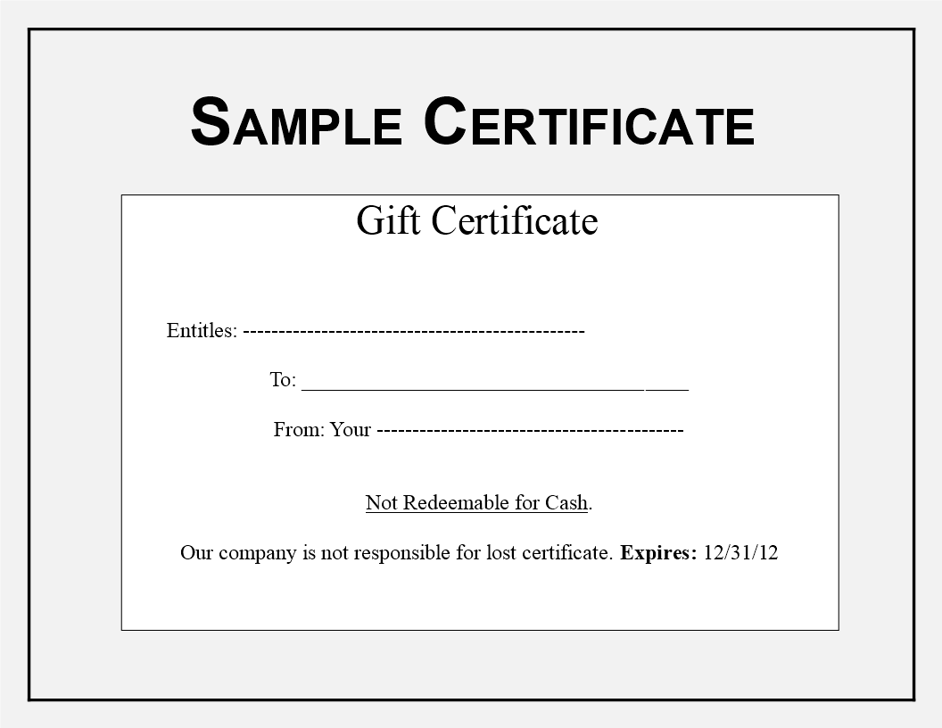 Gift Certificate sample 模板