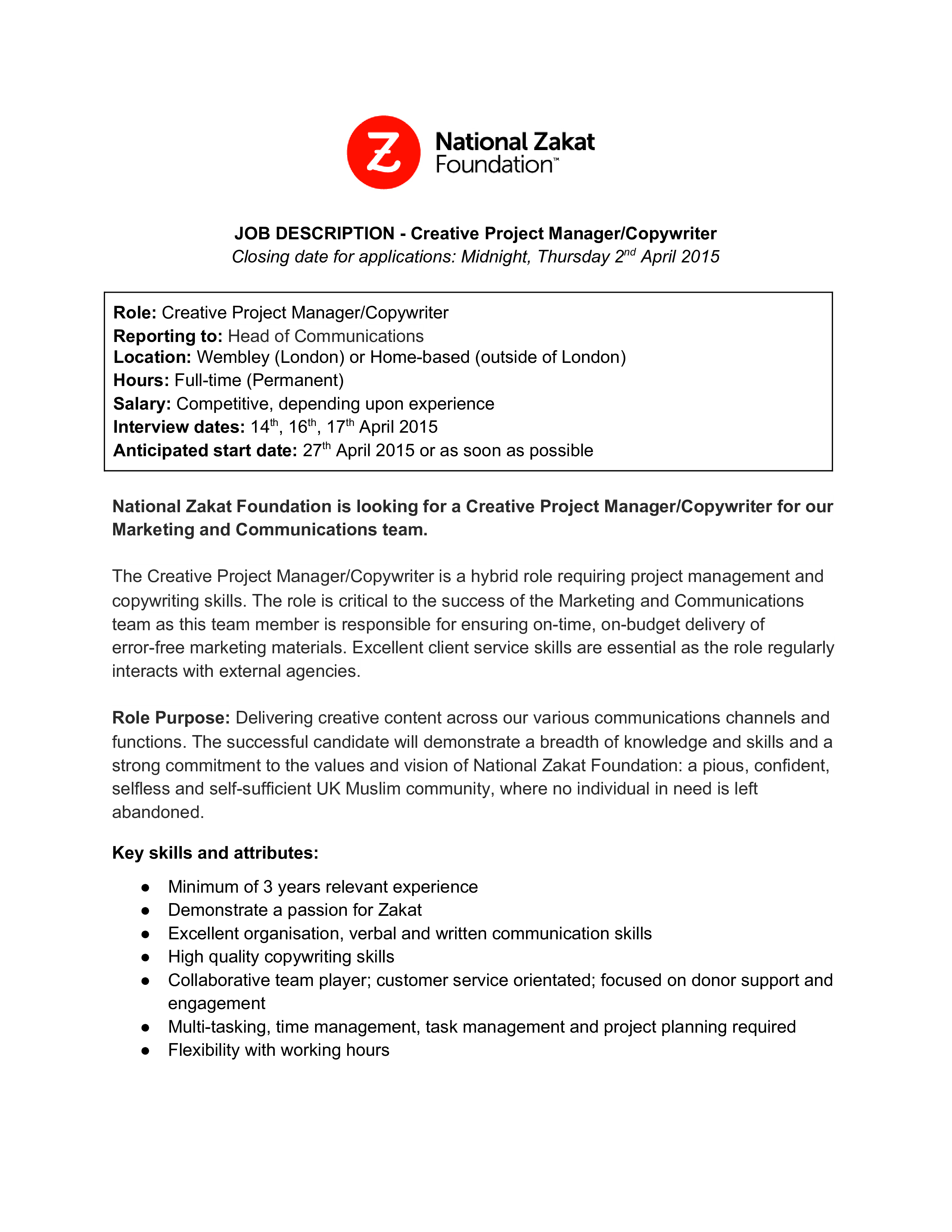 creative copywriter job description template