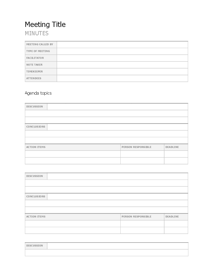 meeting minutes template template