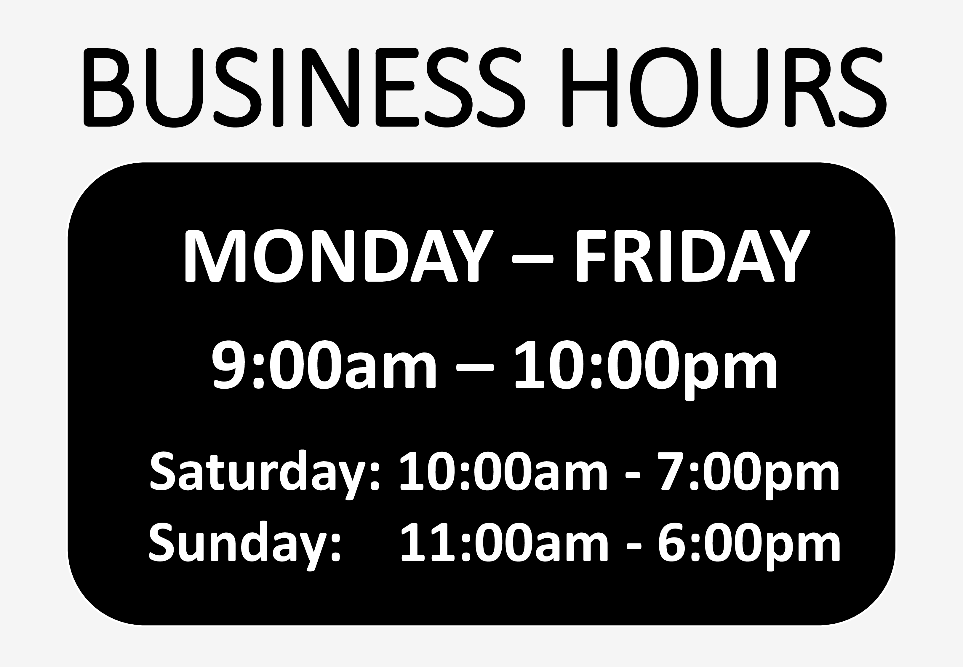 Business Hours Sign Templates at