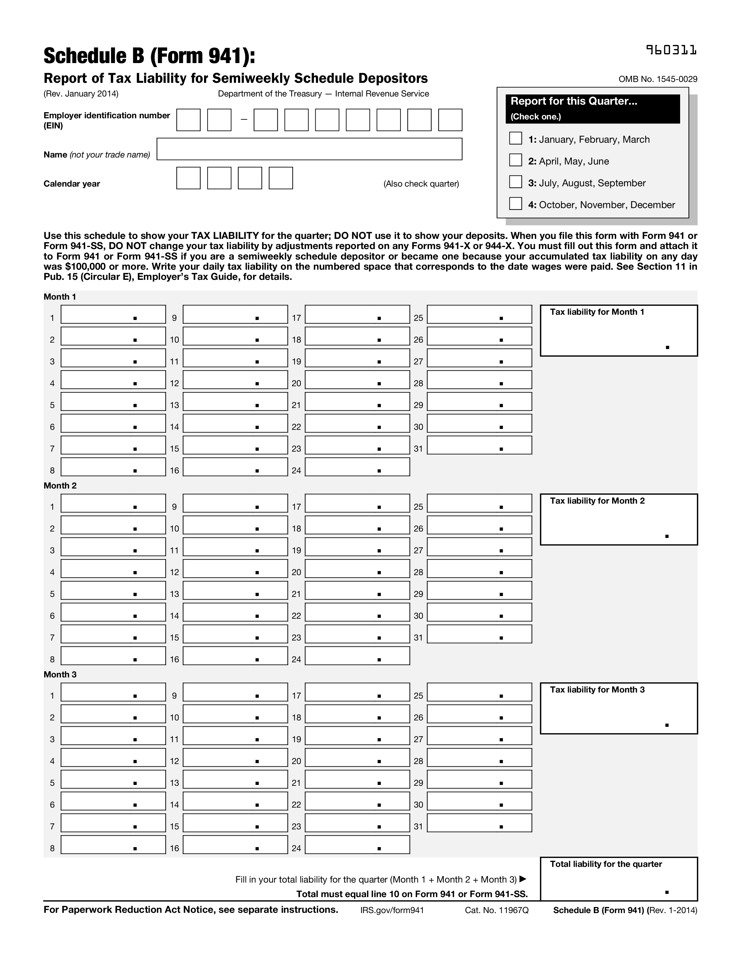 Blank Monthly Schedule main image