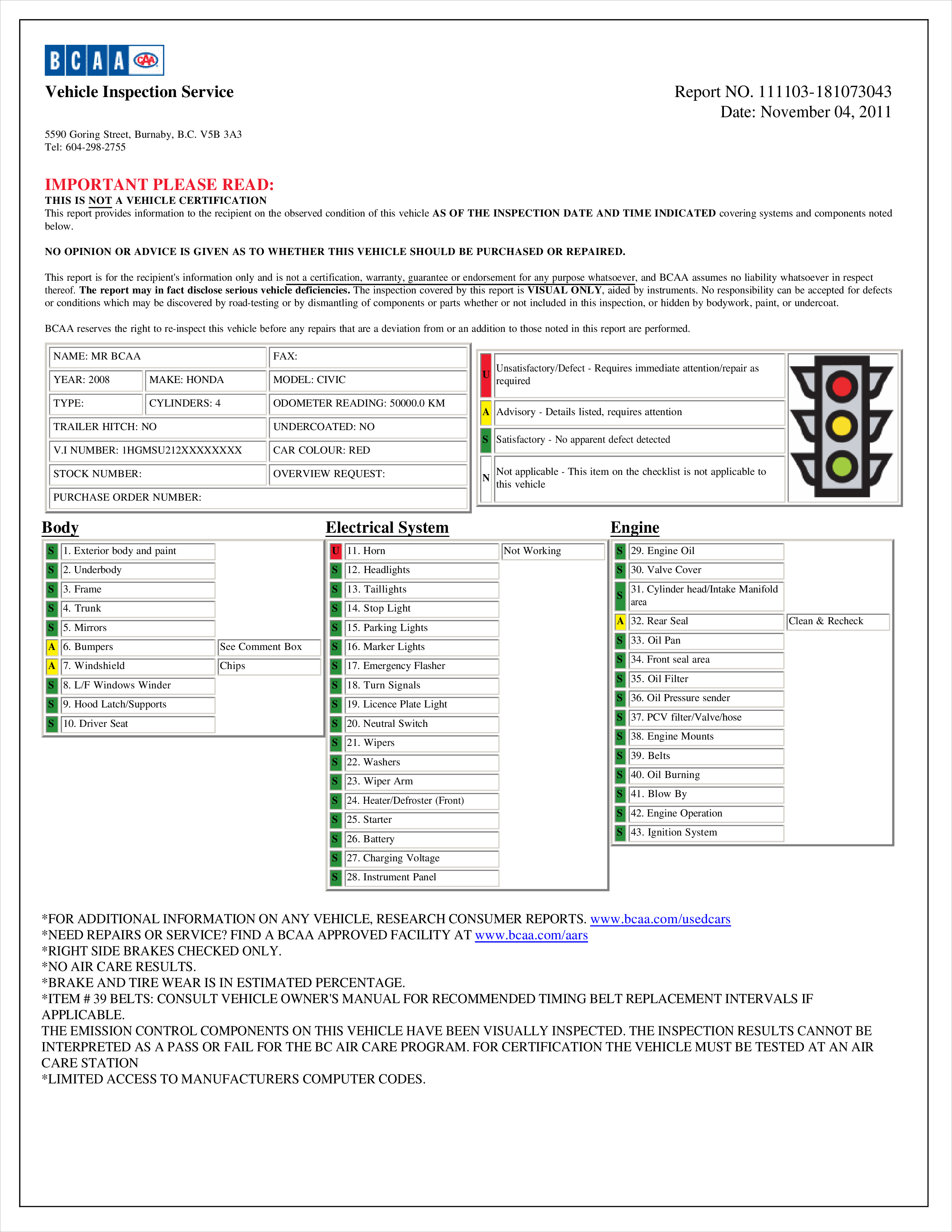 vehicle report modèles