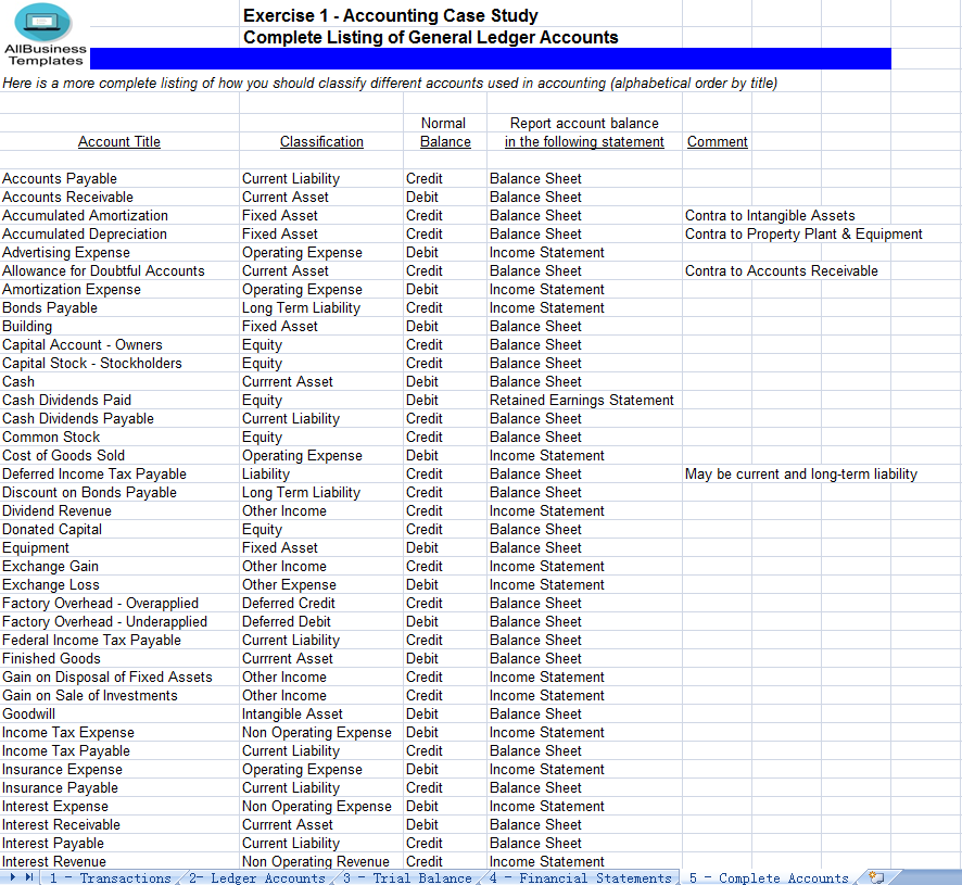 Accounting Exercise Worksheet main image