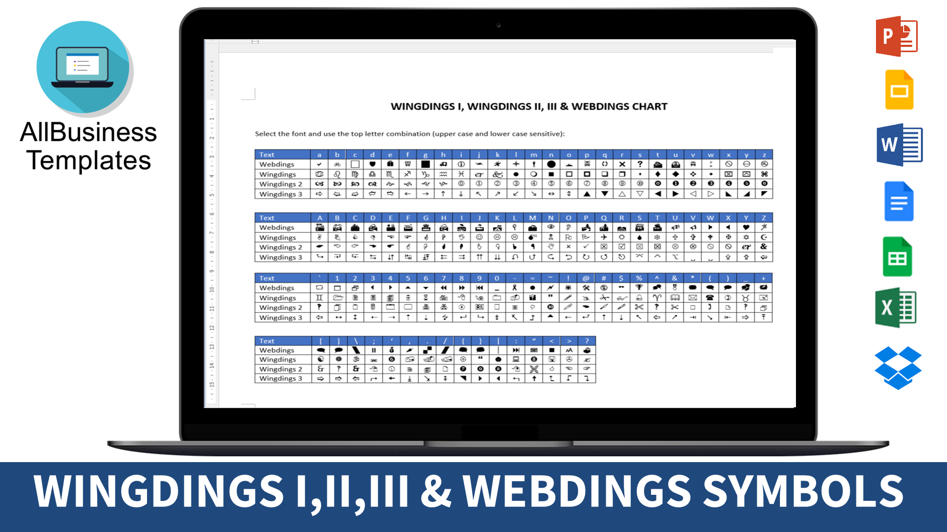 wingdings 2 chart modèles