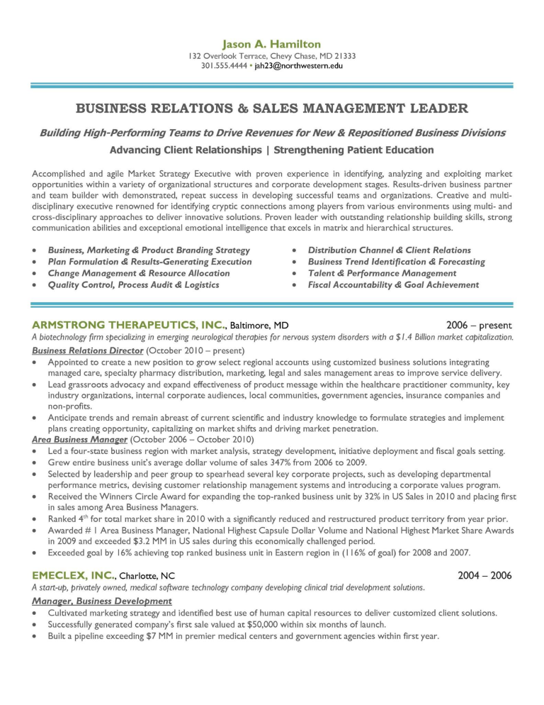 Business Relations Sales And Marketing Resume sample 模板