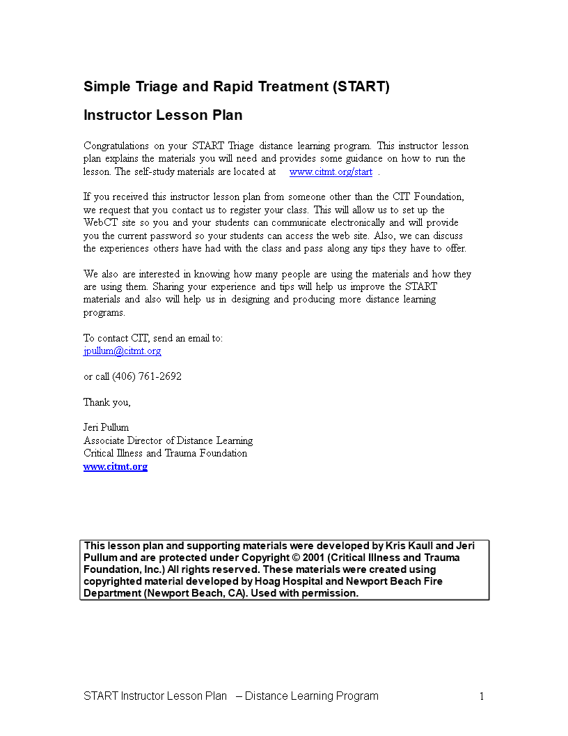 instructor lesson plan word template