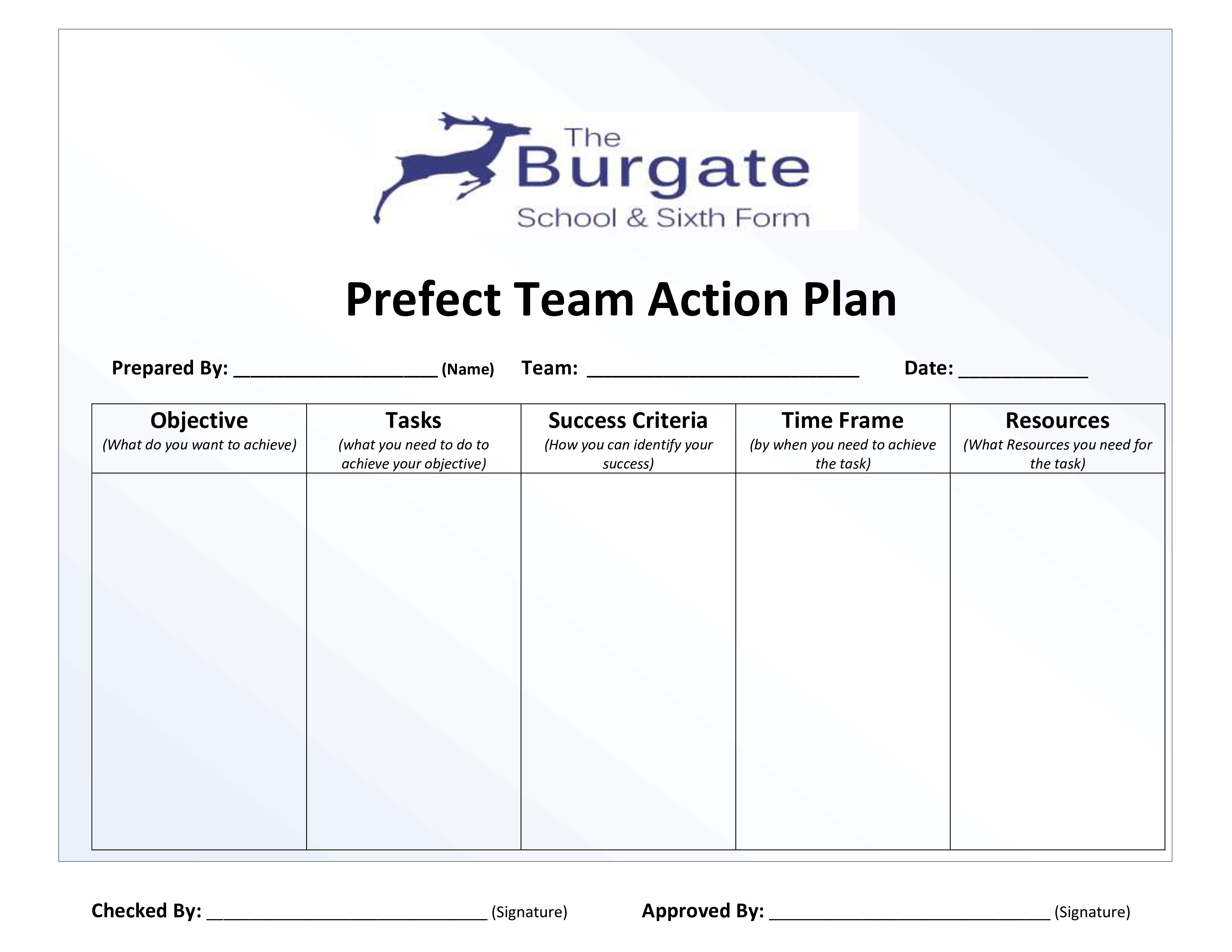 perfect team action plan template