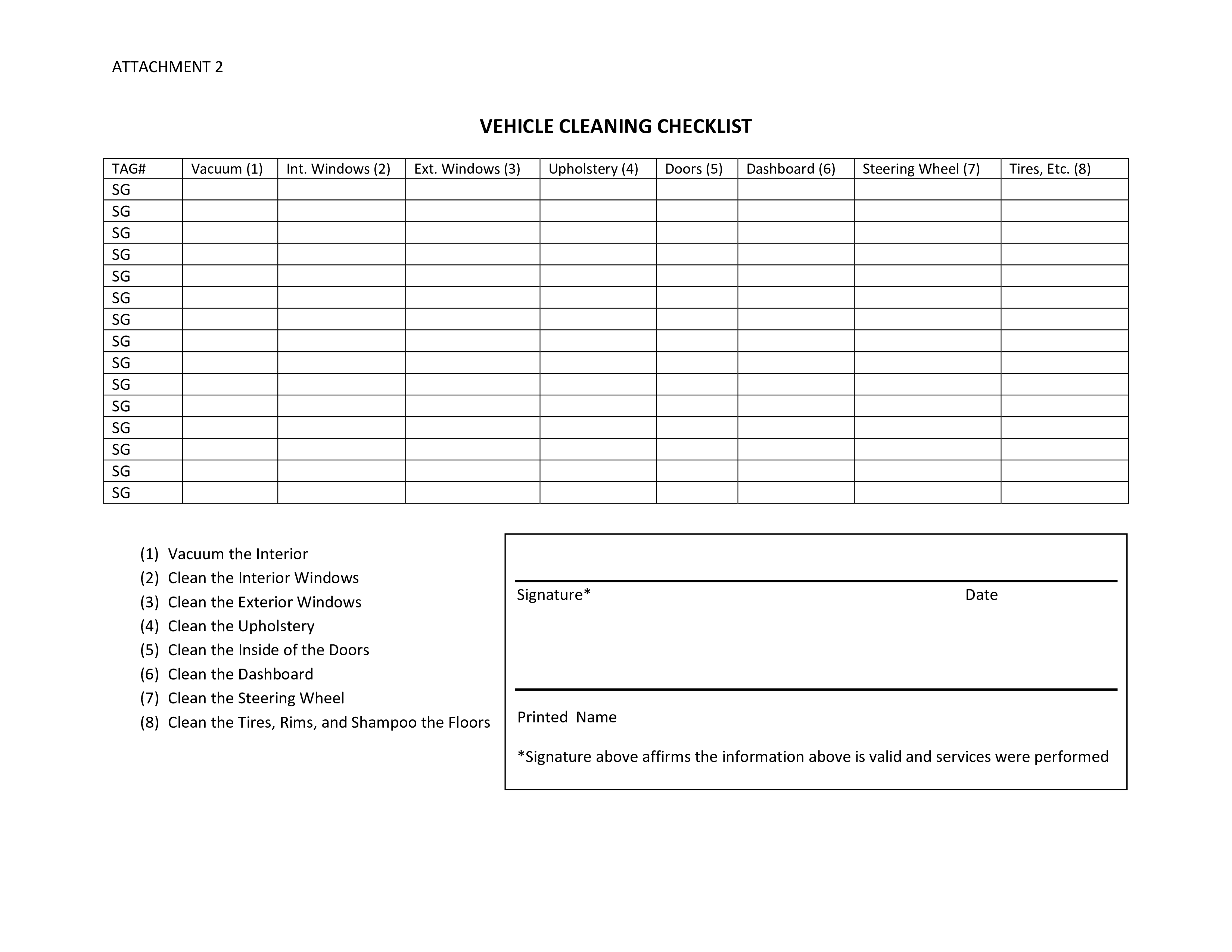 vehicle cleaning checklist Hauptschablonenbild