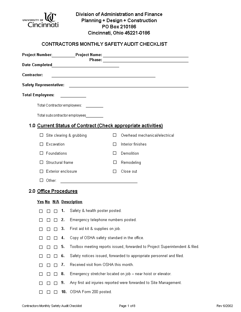 audit checklist template