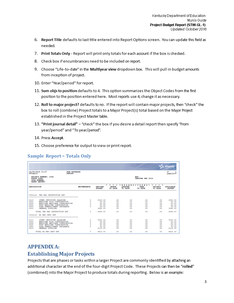 project budget report Hauptschablonenbild