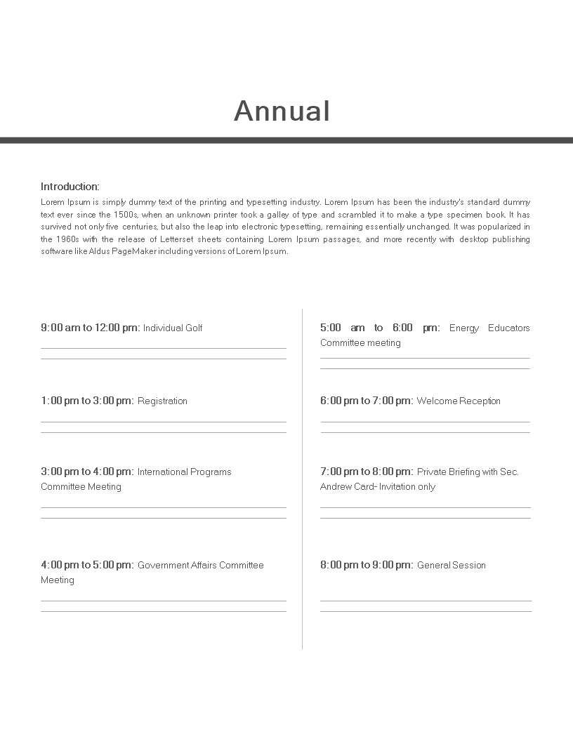 Annual Agenda example main image