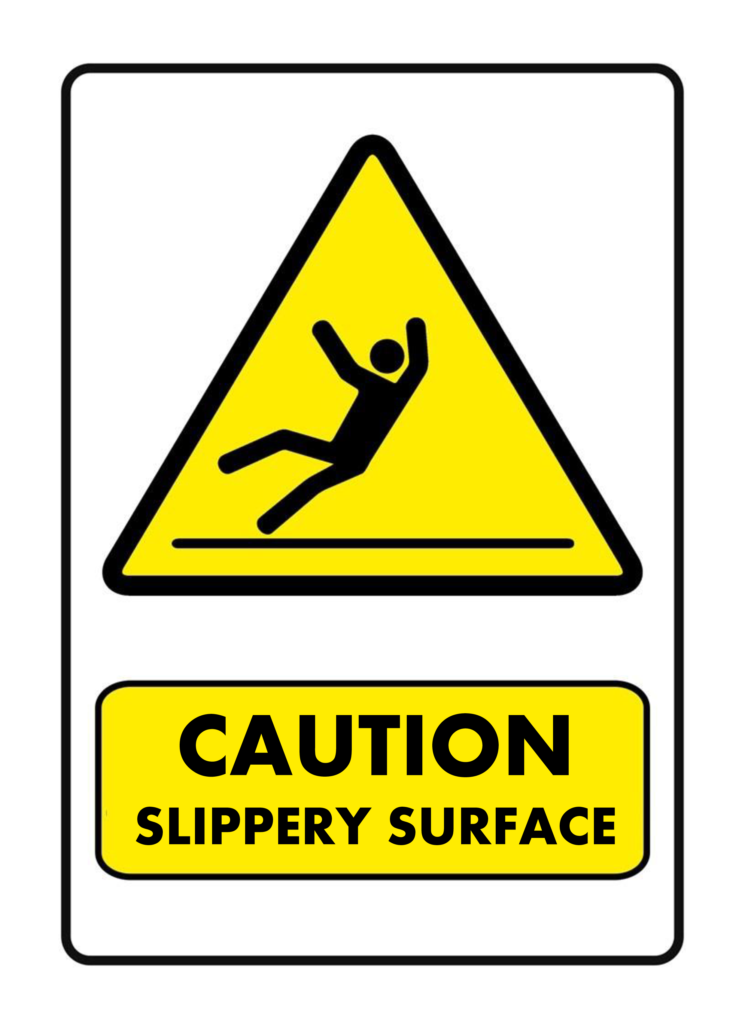 caution slippery sign voorbeeld afbeelding 