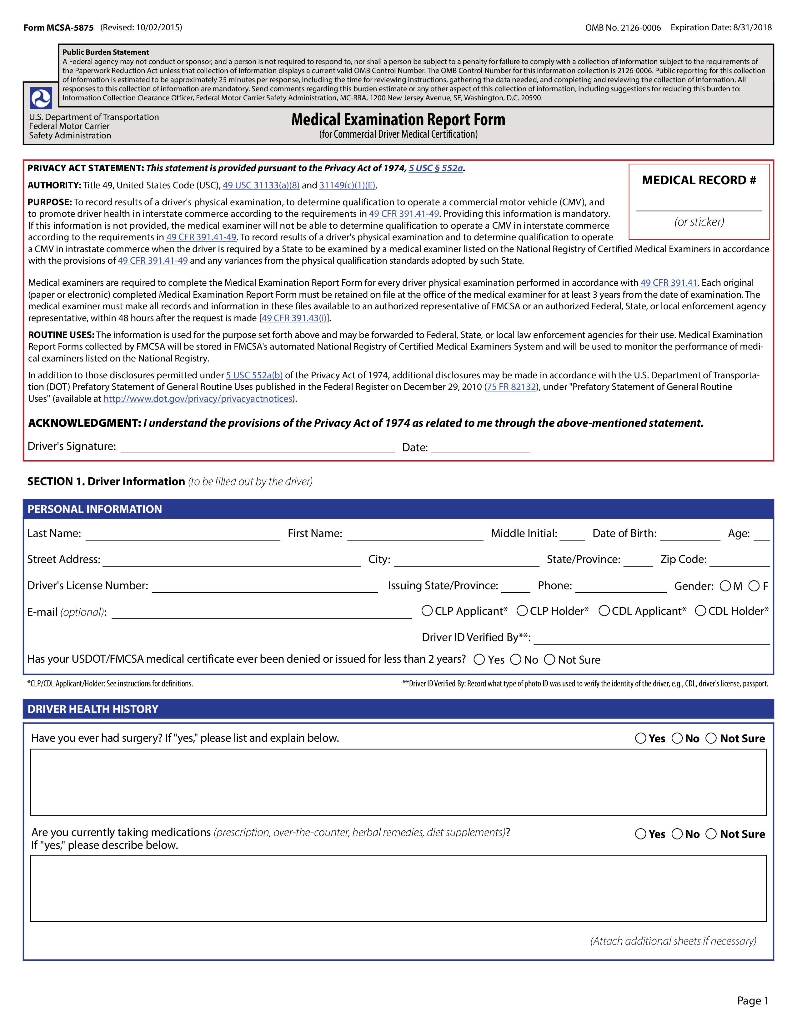 medical report Hauptschablonenbild