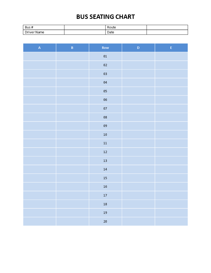 Bus Seating Chart Template