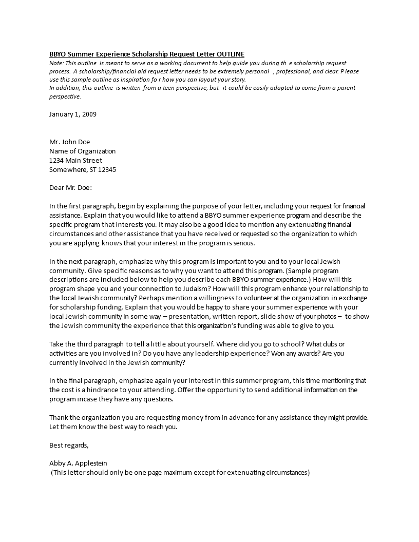 Scholarship Application Letter Template from www.allbusinesstemplates.com