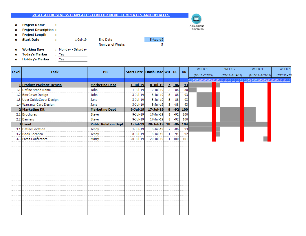 gantt chart spreadsheet plantilla imagen principal