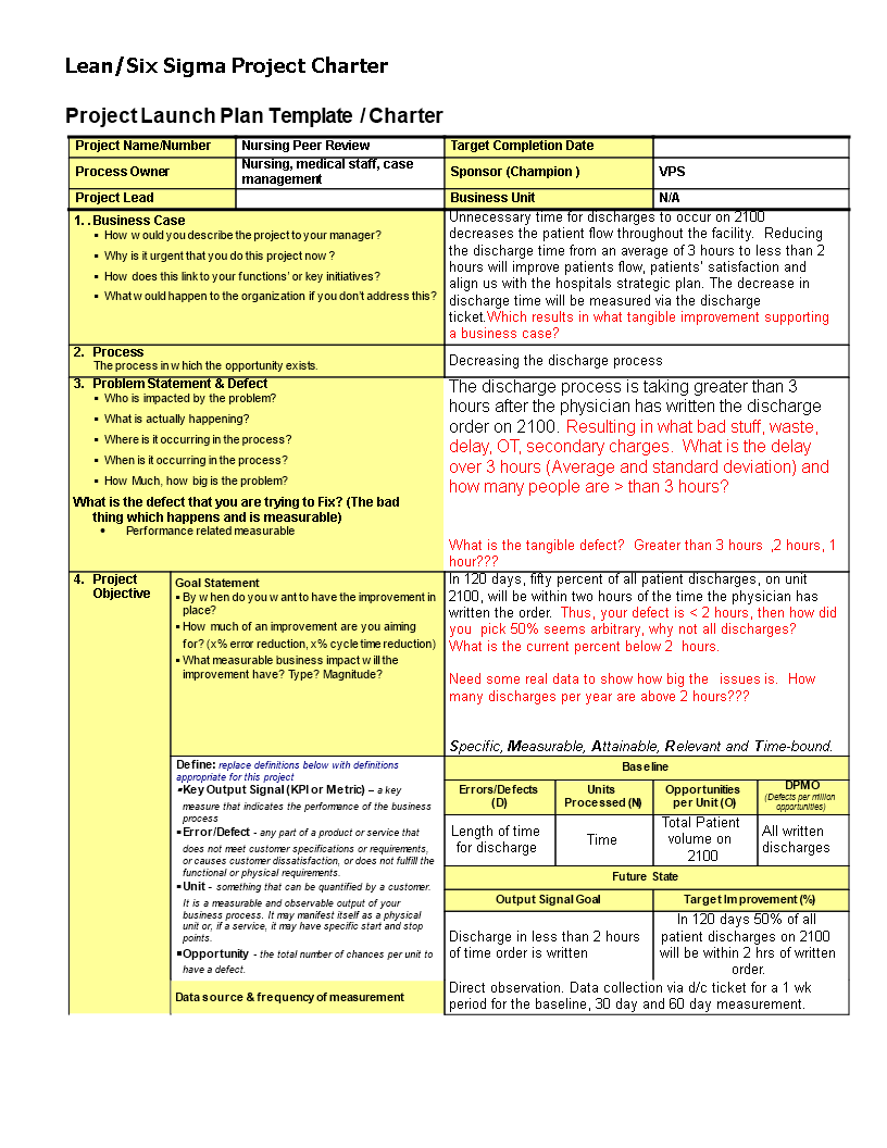 Hospital Project Charter Nursing Project 模板