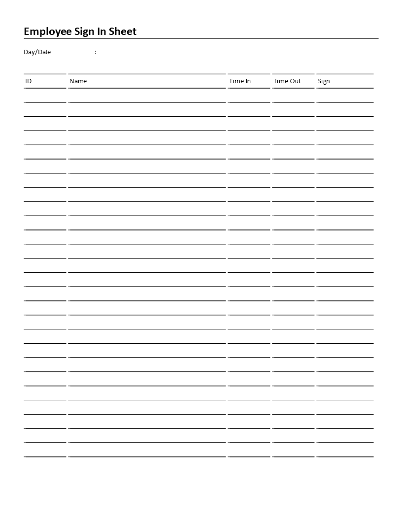 employee sign in hr template template