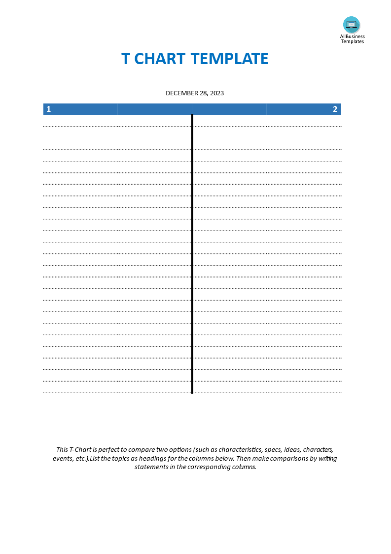 Free T Chart Template