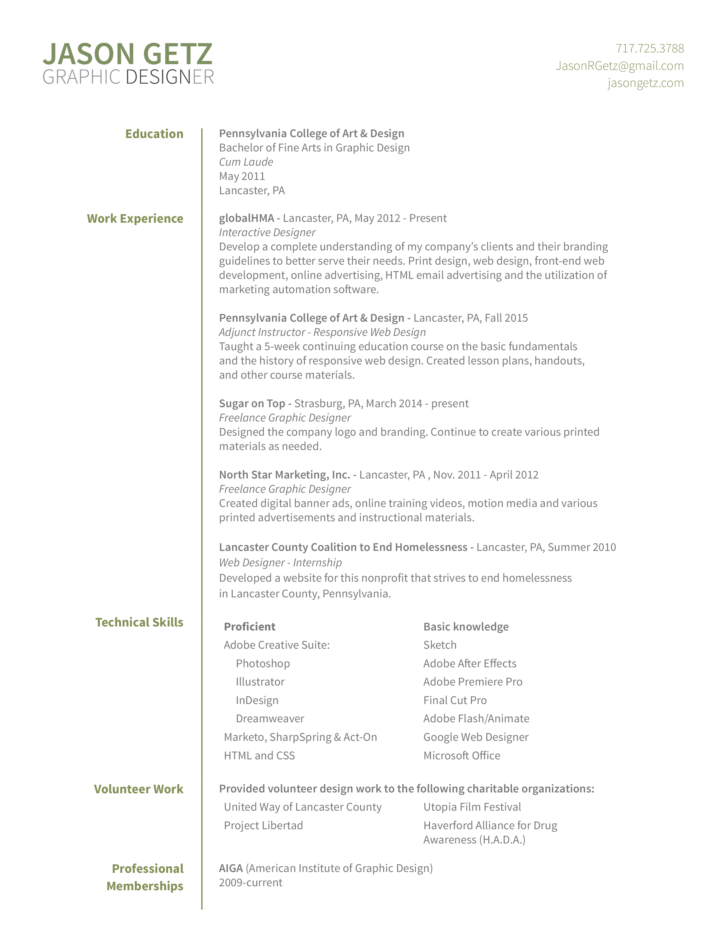 Graphic Designer Resume 模板