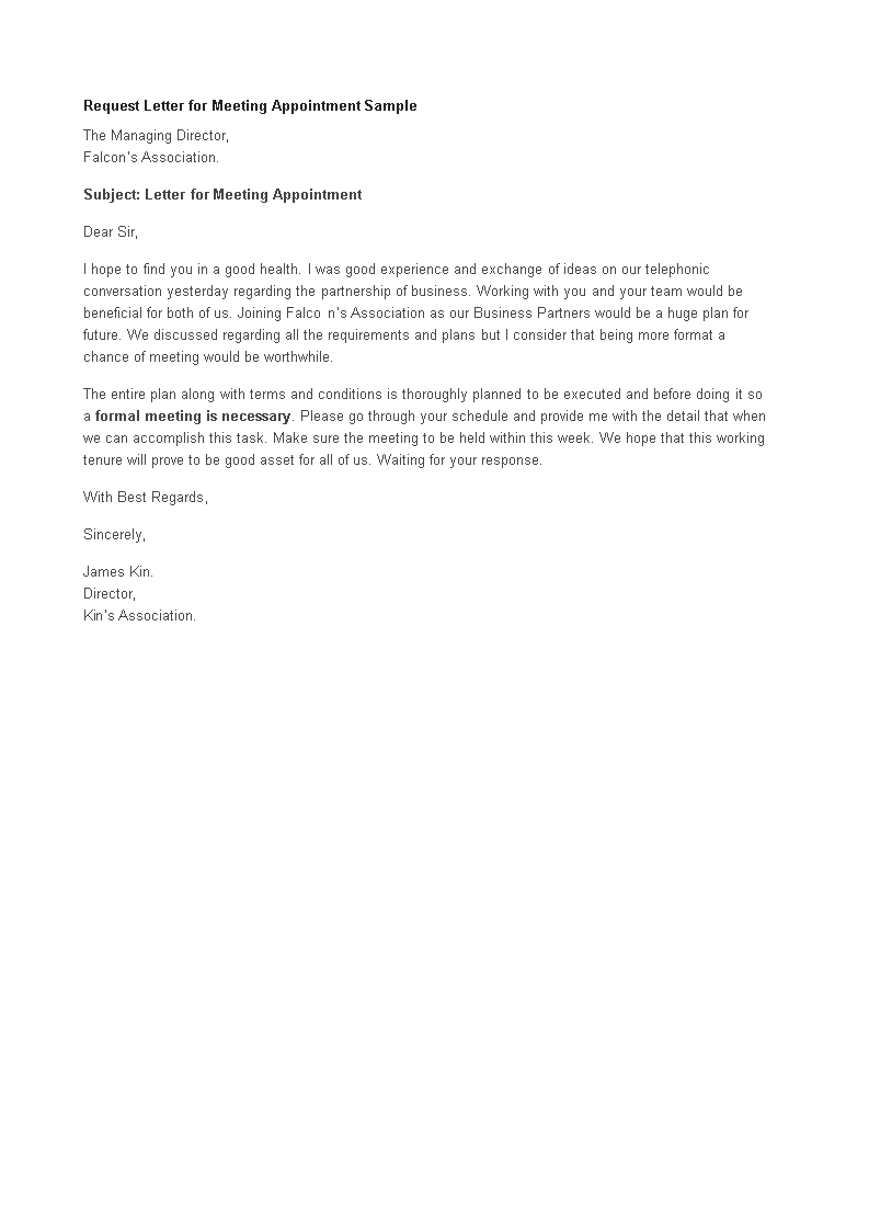 appointment request letter for meeting template