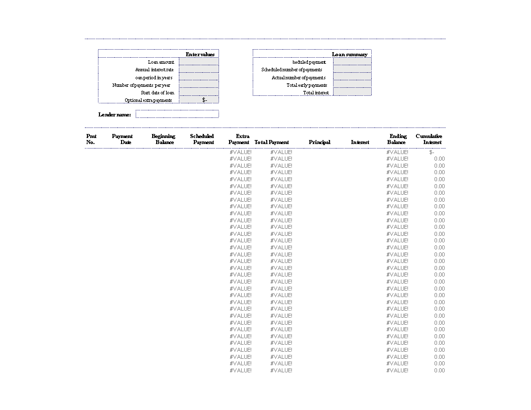 Mortgage Loan Payment Schedule Templates at