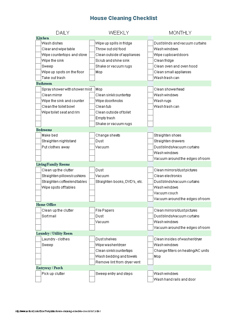 House cleaning check list schedule main image