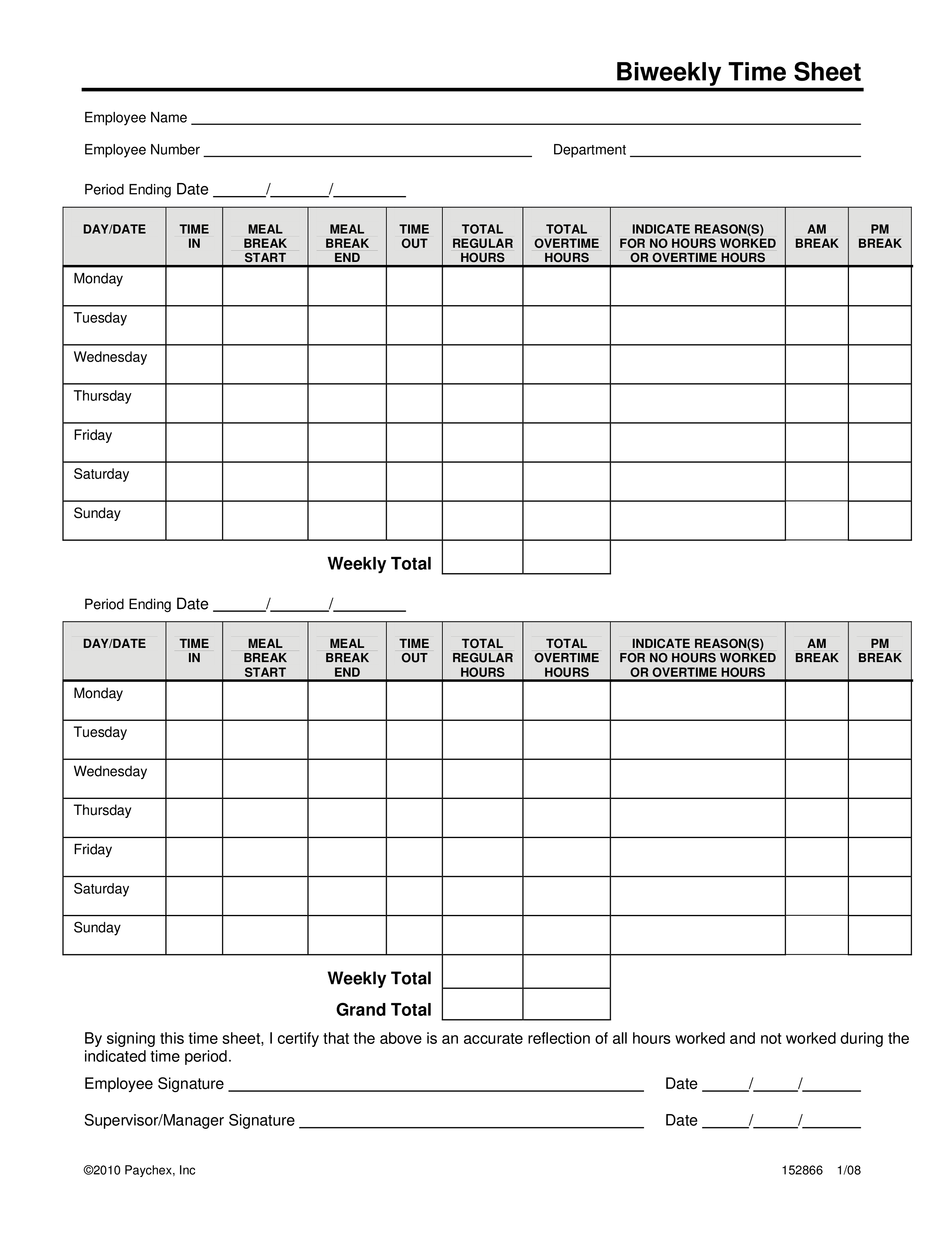 Free Printable Bi Weekly Timesheet Template Printable Templates