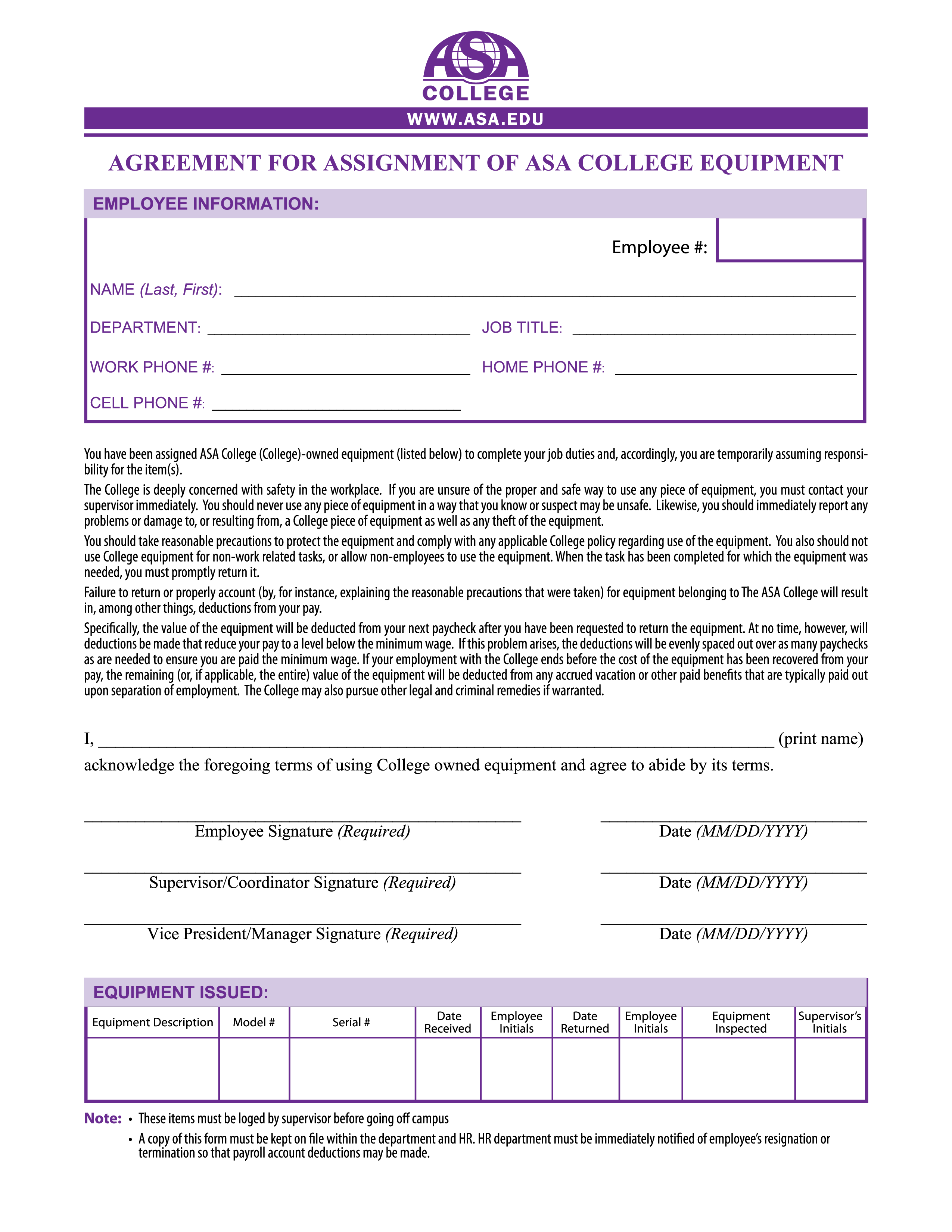 equipment assignment agreement Hauptschablonenbild